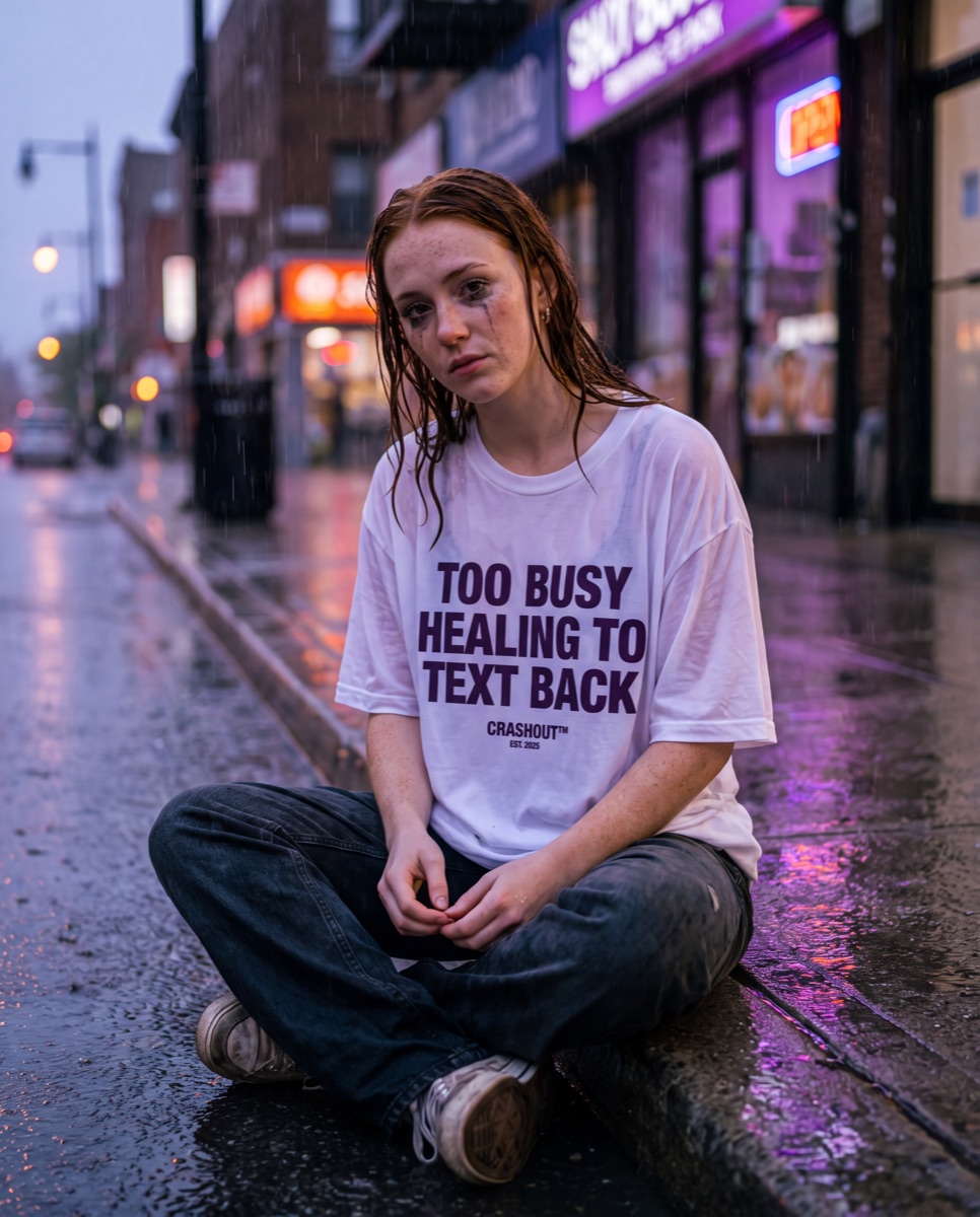 Cast member in the rain — Too busy healing tee